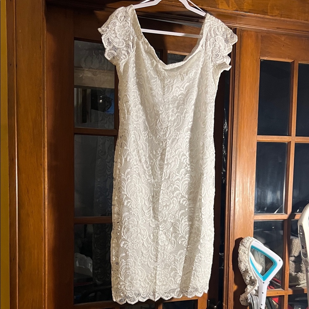 Ambiance White Lace Midi Dress